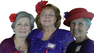 Red Hatters Carolyn, Maureen and Nada Ann